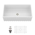 Logmey 33''x 18'' White Fireclay Farmhouse Kitchen Sink