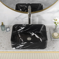 Logmey 19" x 15" Rectangular Bathroom Vessel Sink - Black Marble Vein Ceramic Above-Counter Vanity Basin