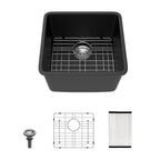 Logmey 17'' x 17'' Undermount Quartz Composite Bar Prep Sink Black