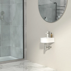 Logmey 10" x 13" Wall Mounted Bathroom Sink - Compact White Ceramic Circular Wall Hung Basin with Faucet Hole