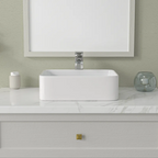 Logmey 19''x15'' Bathroom Sink - Rectangular Above Counter Vessel Single Bowl - White Porcelain Ceramic