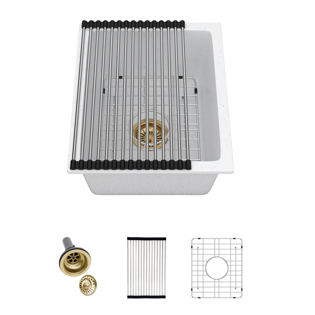 Logmey 15'' x 18'' Undermount Quartz Composite Bar Prep Sink