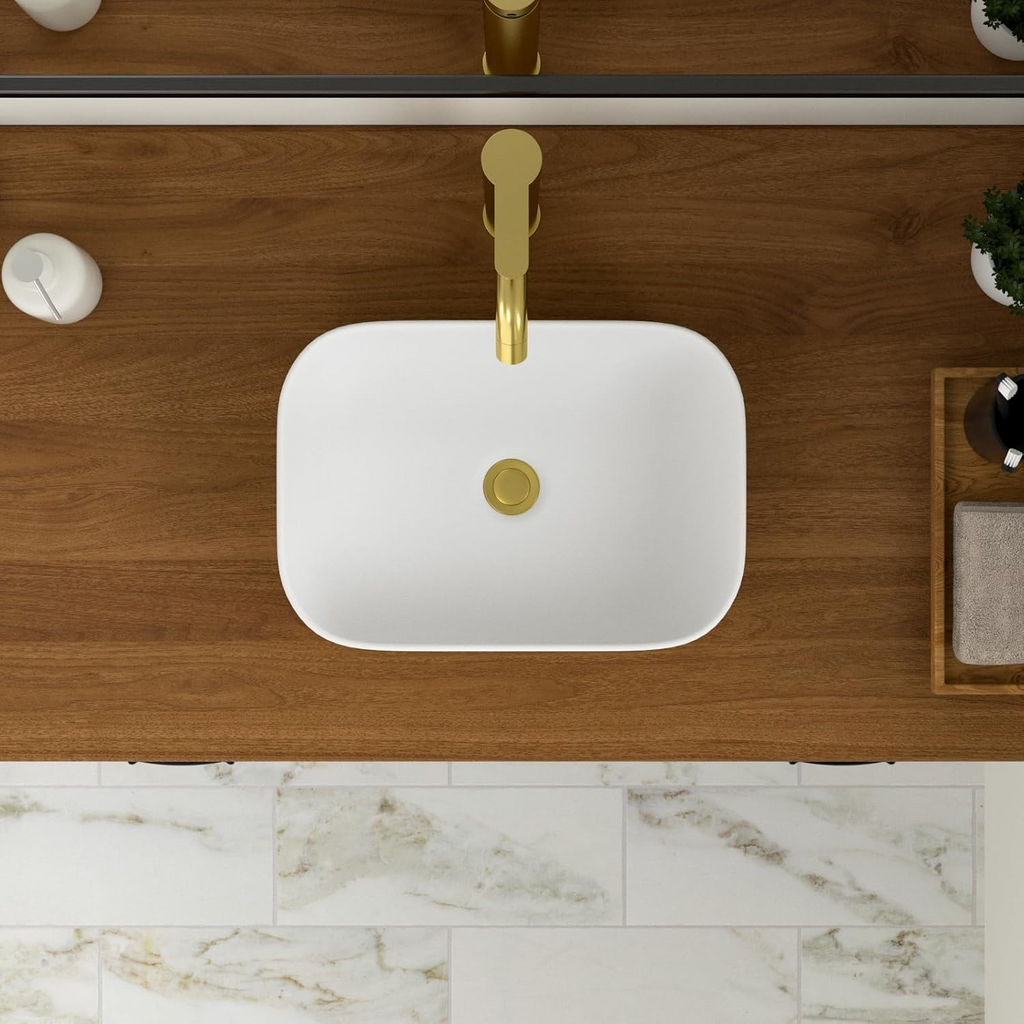 Logmey 18x14 Modern Rounded Rectangle Bathroom Vessel Sink