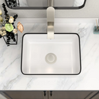 Logmey 16" x 12" Rectangular Bathroom Vessel Sink - Ceramic Above-Counter Vanity Art Basin