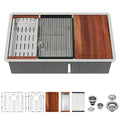 Logmey 33'' x 19'' Undermount 60/40 Double Bowl Workstation Kitchen Sink