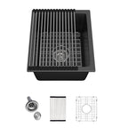 Logmey 15'' x 18'' Undermount Quartz Composite Bar Prep Sink Black