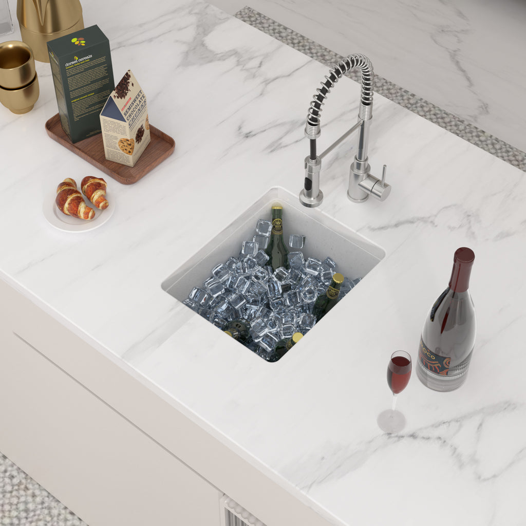 Logmey 15'' x 18'' Undermount Quartz Composite Bar Prep Sink