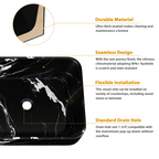 Logmey 19" x 15" Rectangular Bathroom Vessel Sink - Black Marble Vein Ceramic Above-Counter Vanity Basin