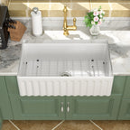 Logmey 33''x 18'' White Fireclay Farmhouse Kitchen Sink