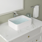 Logmey 19''x15'' Bathroom Sink - Rectangular Above Counter Vessel Single Bowl - White Porcelain Ceramic