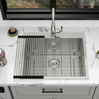 LOGMEY 22'' x 22''Drop-in Topmount Laundry Utility Sink - 16 Gauge Stainless Steel 12'' Extra Deep Single Bowl with Bottom Grid & Strainer