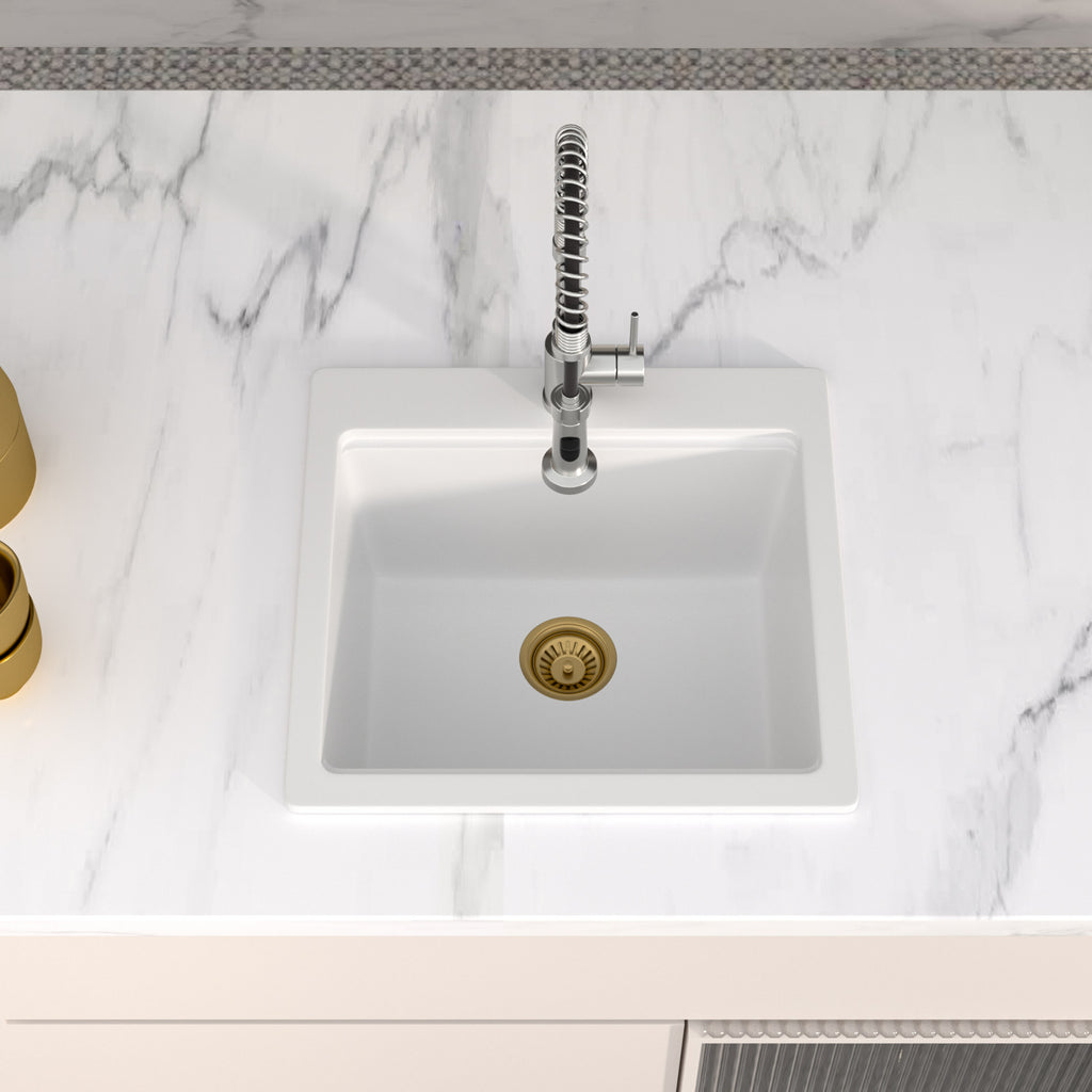 Logmey 21'' x 19'' Drop-In Quartz Composite Workstation Kitchen Bar Sink