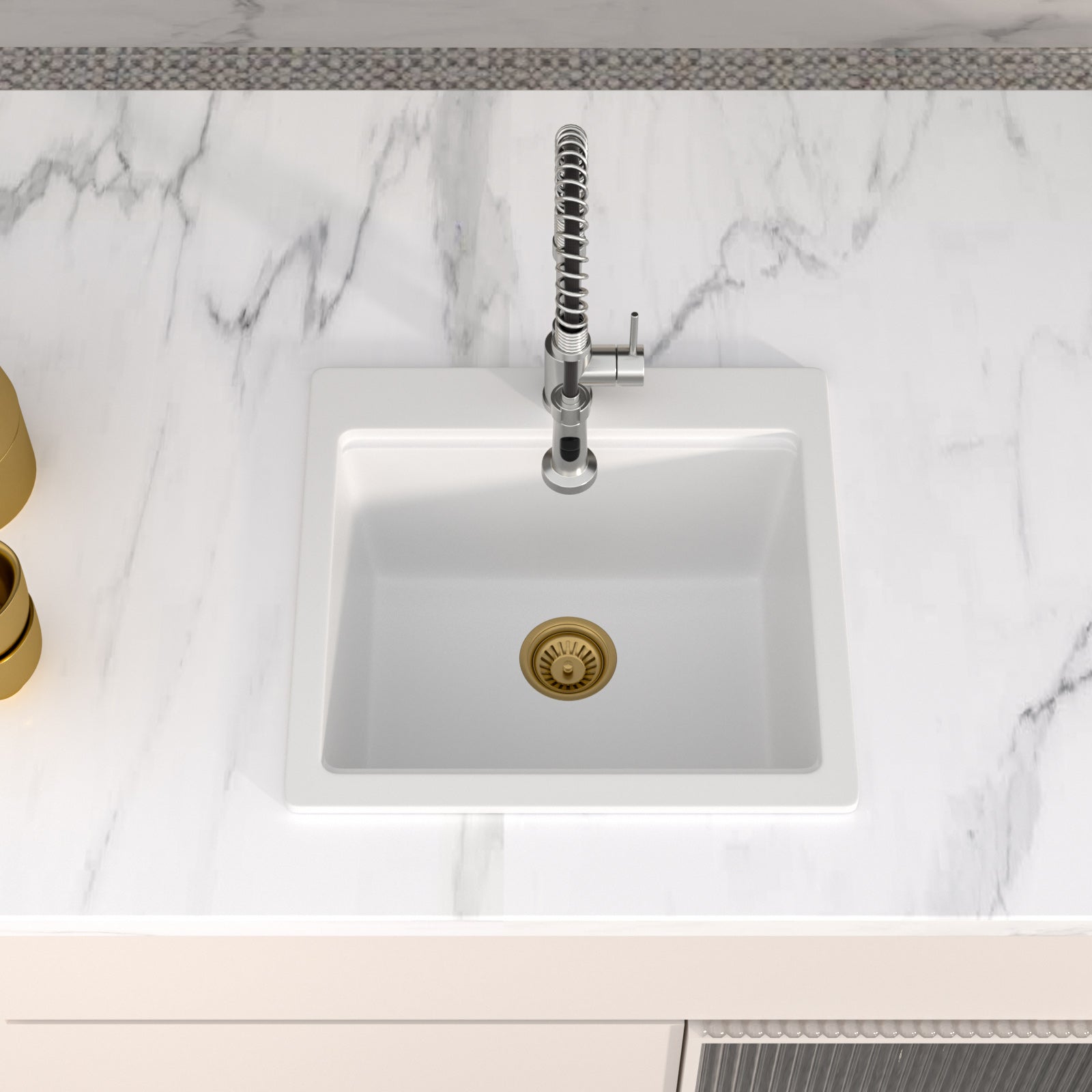 Logmey 21'' x 19'' Drop-In Quartz Composite Workstation Kitchen Bar Sink