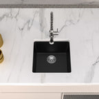 Logmey 17'' x 17'' Undermount Quartz Composite Bar Prep Sink Black