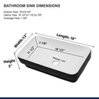 Logmey 19'' Semi-Recessed Vanity Basin - Black & White Rectangular Ceramic Sink