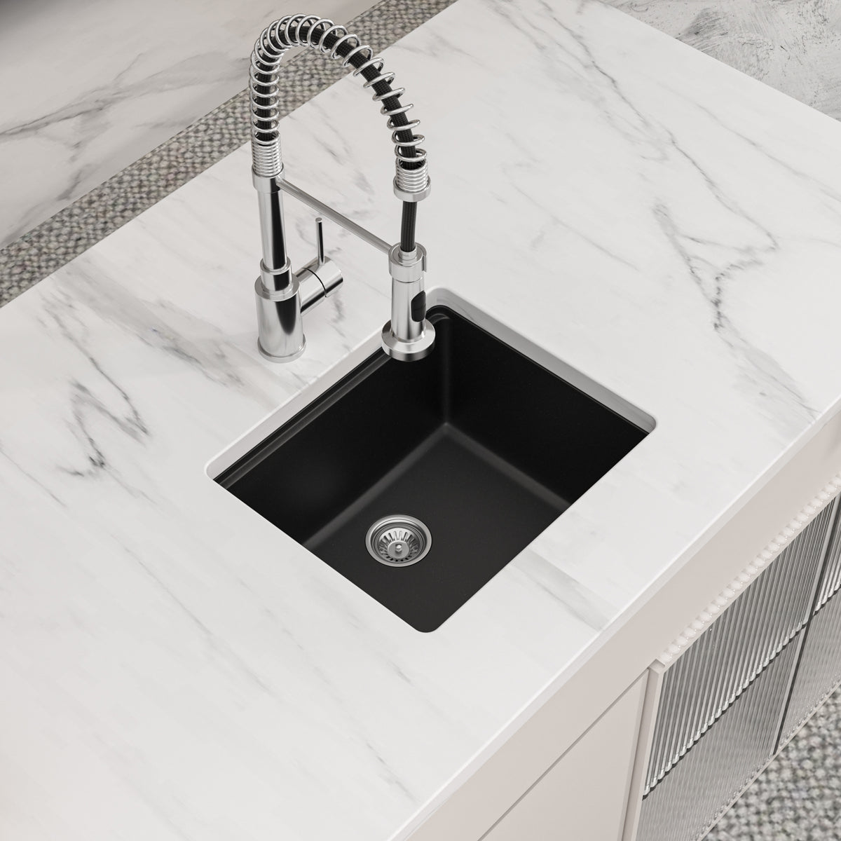 Logmey 21 Inch Black Granite Composite Undermount Sink Workstation