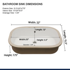 Logmey 22" Undermount Rectangular Bathroom Sink with Overflow