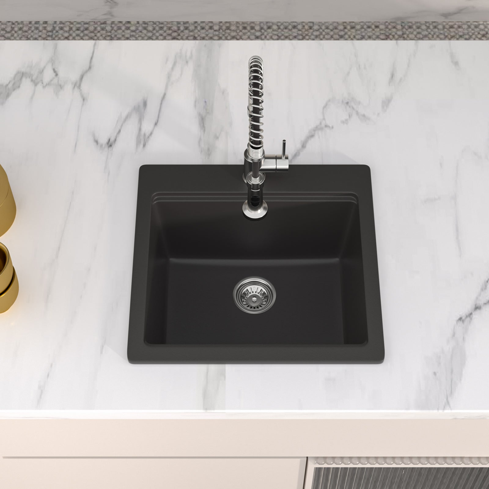 Logmey 21’‘ x 19‘’ Drop-In Quartz Composite Workstation Kitchen Bar Sink