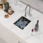 Logmey 15'' x 18'' Undermount Quartz Composite Bar Prep Sink Black