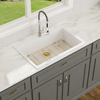 Logmey 33''x 22'' Drop-In Fireclay Kitchen Sink
