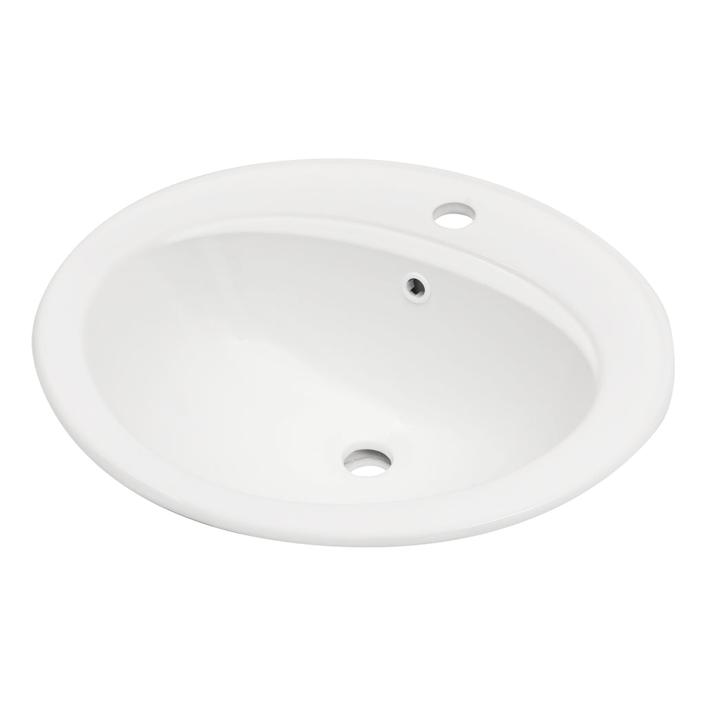 Logmey 21.8 Inch Modern White Oval Topmount Bathroom Sink