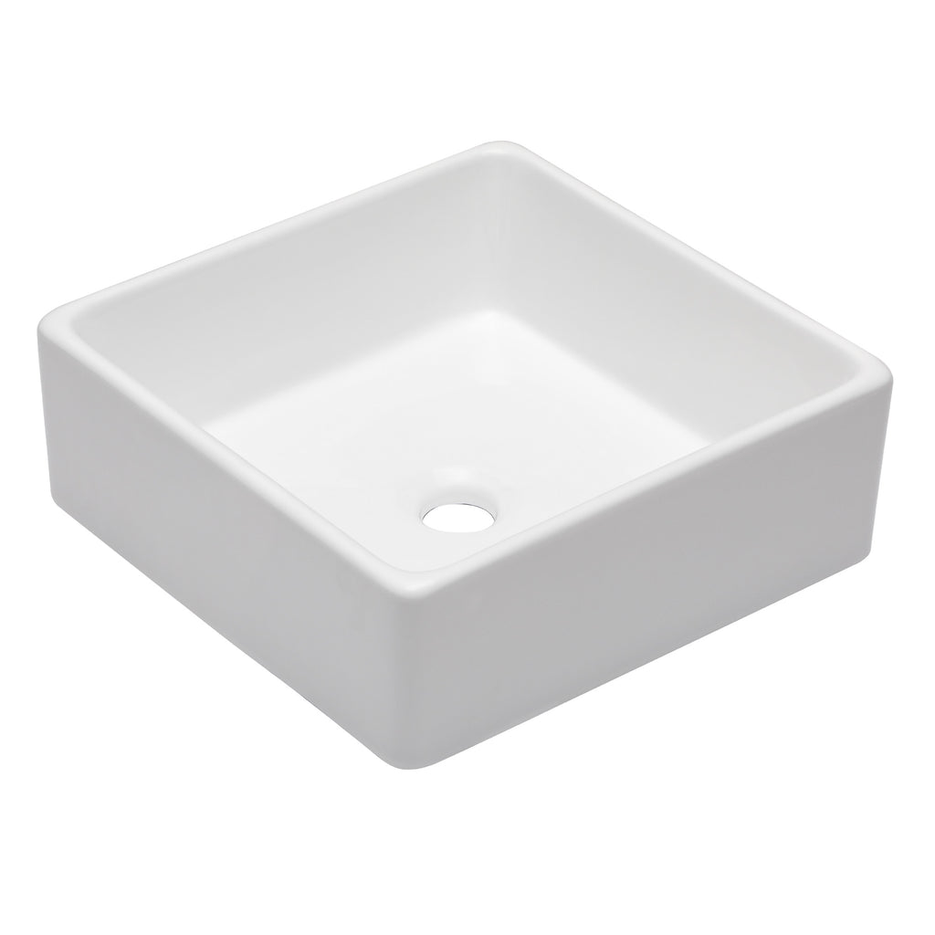 Logmey 15'' x 15'' Square Ceramic Bathroom Vessel Sink