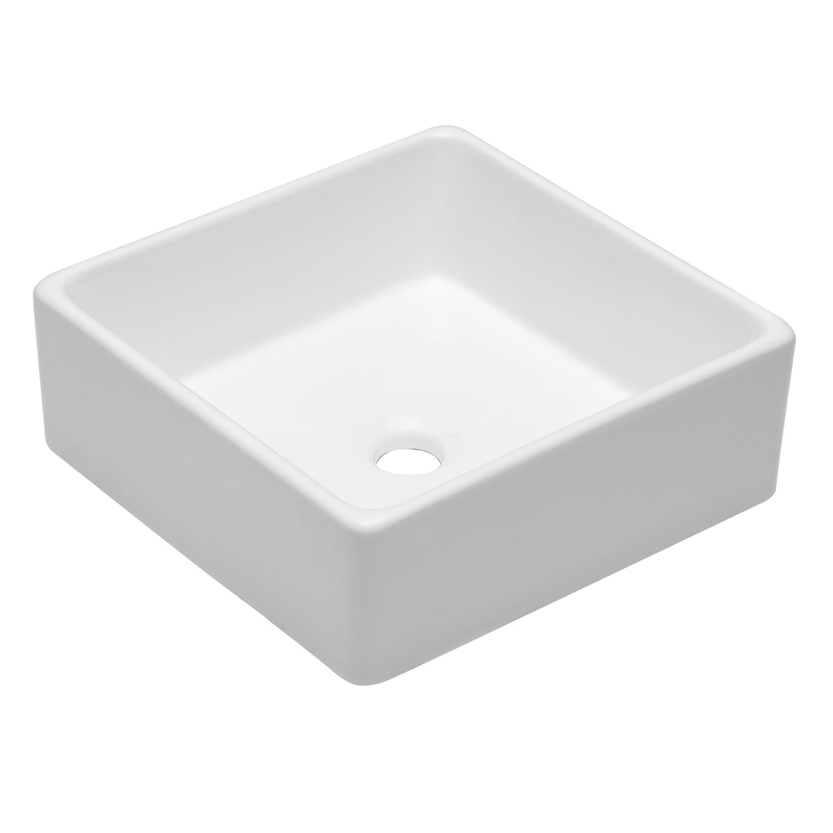 Logmey 15'' x 15'' Square Ceramic Bathroom Vessel Sink