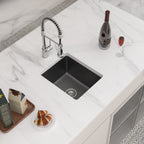 Logmey 15'' x 18'' Undermount Quartz Composite Bar Prep Sink Black