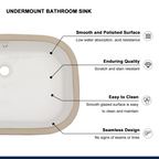 Logmey 22" Undermount Rectangular Bathroom Sink with Overflow
