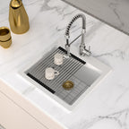 Logmey 21'' x 19'' Drop-In Quartz Composite Workstation Kitchen Bar Sink