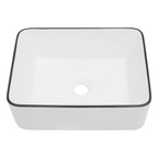 Logmey 16" x 12" Rectangular Bathroom Vessel Sink - Ceramic Above-Counter Vanity Art Basin