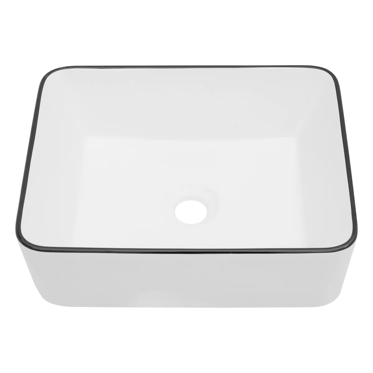 Logmey 16" x 12" Rectangular Bathroom Vessel Sink - Ceramic Above-Counter Vanity Art Basin
