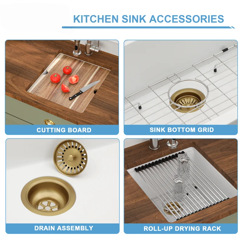 Logmey 17" Undermount Quartz Workstation Kitchen Sink - White