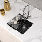Logmey 17'' x 17'' Undermount Quartz Composite Bar Prep Sink Black