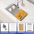 Logmey 32 Inch White Granite Composite Kitchen Sink Workstation