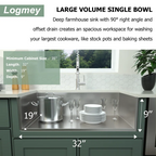 Logmey 32x19 Seamless Undermount Single Bowl Kitchen Sink