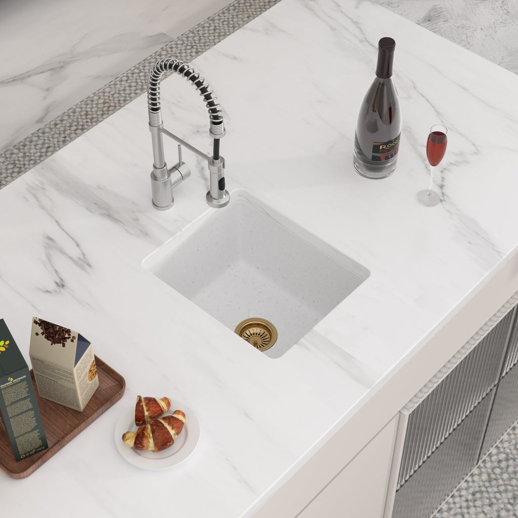 Logmey 15'' x 18'' Undermount Quartz Composite Bar Prep Sink