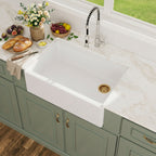 Logmey 33'' x 21''White Quartz Composite Farmhouse Workstation Kitchen Sink