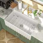 Logmey 33''x 18'' White Fireclay Farmhouse Kitchen Sink