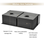 LOGMEY 36'' L x 20''W Double Bowl Stainless Steel Farmhouse Kitchen Sink - 16 Gauge Apron Front 50/50 Split Sink with Bottom Grids