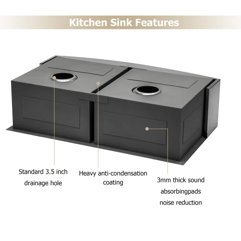 LOGMEY 36'' L x 20''W Double Bowl Stainless Steel Farmhouse Kitchen Sink - 16 Gauge Apron Front 50/50 Split Sink with Bottom Grids