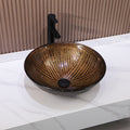 Logmey 16.5" Round Glass Vessel Bathroom Sink - Oil Rubbed Bronze