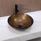 Logmey 16.5" Round Glass Vessel Bathroom Sink - Oil Rubbed Bronze