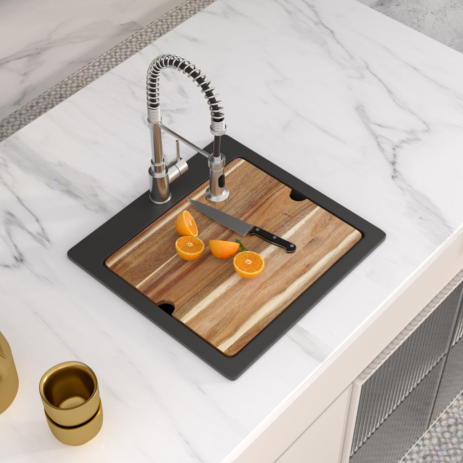 Logmey 21’‘ x 19‘’ Drop-In Quartz Composite Workstation Kitchen Bar Sink