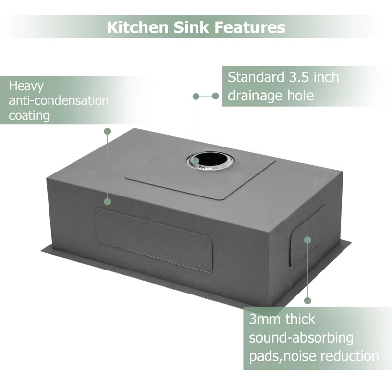 Logmey 32x19 Seamless Undermount Single Bowl Kitchen Sink