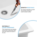 Logmey 17" Undermount Quartz Workstation Kitchen Sink - White