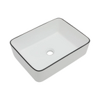 Logmey 16" x 12" Rectangular Bathroom Vessel Sink - Ceramic Above-Counter Vanity Art Basin