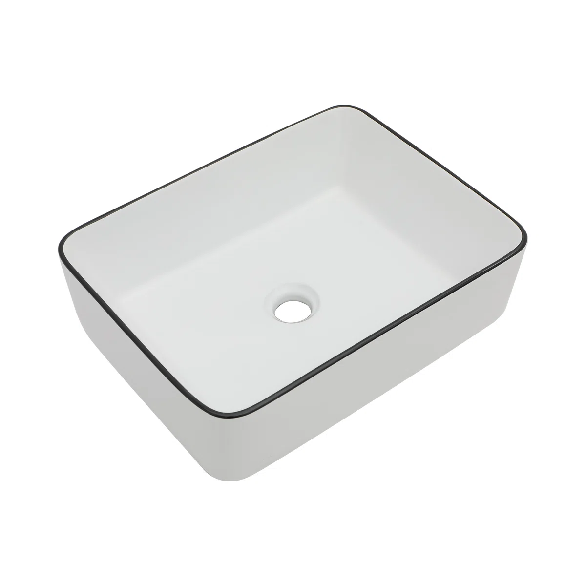 Logmey 16" x 12" Rectangular Bathroom Vessel Sink - Ceramic Above-Counter Vanity Art Basin