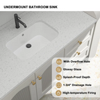 Logmey 22" Undermount Rectangular Bathroom Sink with Overflow
