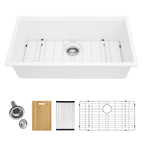 Logmey 30'' x 19 ''Undermount White Quartz Composite Workstation Kitchen Sink